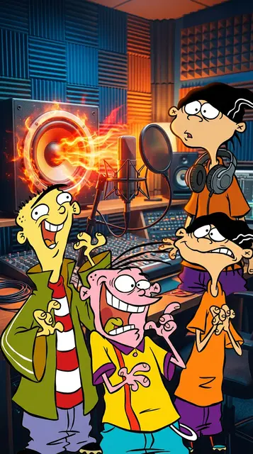 Animated characters in recording studio